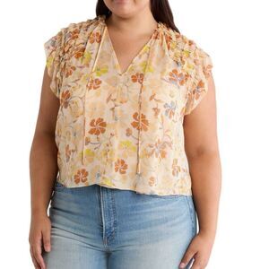 NWT Joie Silk top “Tezza” in apricot with flower prints size 1X